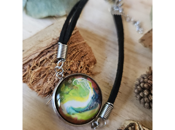 Bracelet en cordon avec pendentif et base ronde (20 mm) en acier inoxydable