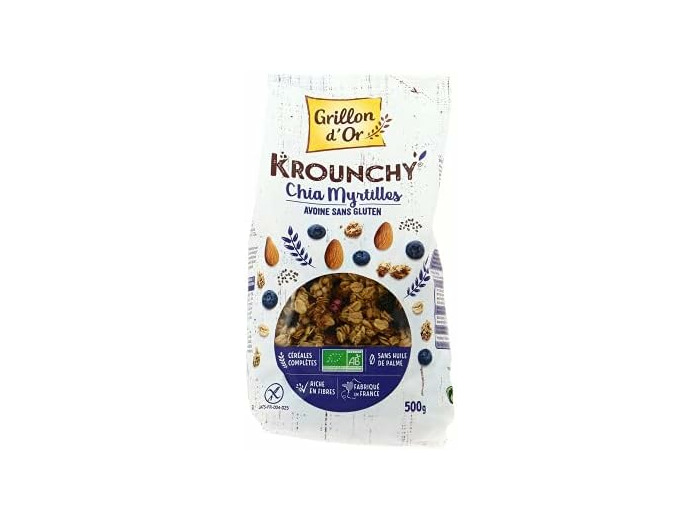 Krounchy chia myrtille 500g Grillon d Or