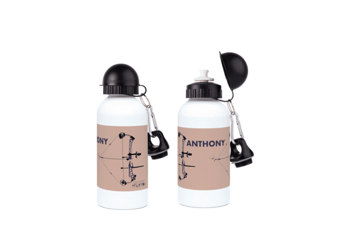 Gourde aluminium de tir à l'arc "'L'arc à poulie" - personnalisable