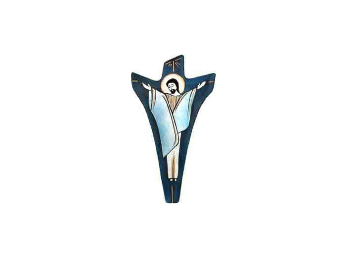 Croix du Christ glorieux bleu 14,5X8cm - EMAUX DU LIBAN