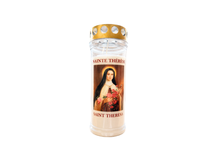 Bougie Funéraire 160 Heures Sainte Thérèse avec Prière