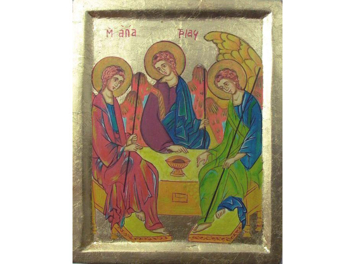 Icône dorée 12x15cm Peinte à la main- TRINITE de ROUBLEV + boite