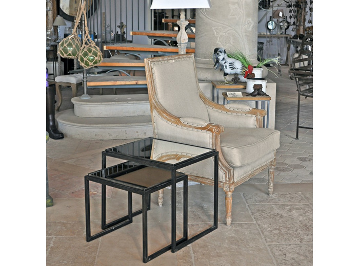 Lot 2 tables gigognes fer noir 51x41x48cm