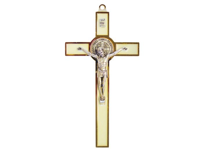 Croix de Saint Benoît en Métal avec Email 19cm - LUMINEUX