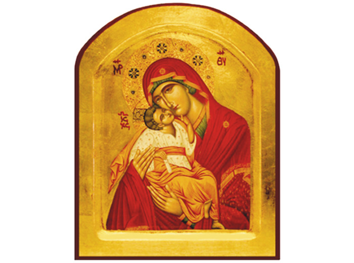 Icône dorée incurvée arrondie 14*18cm - VIERGE TENDRESSE ROUGE