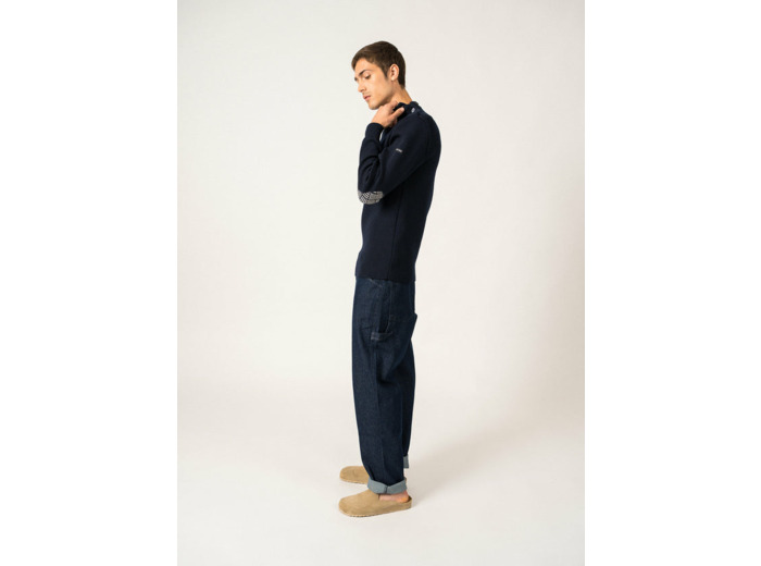 Pull marin Matelot Equipage à coudières contrastées