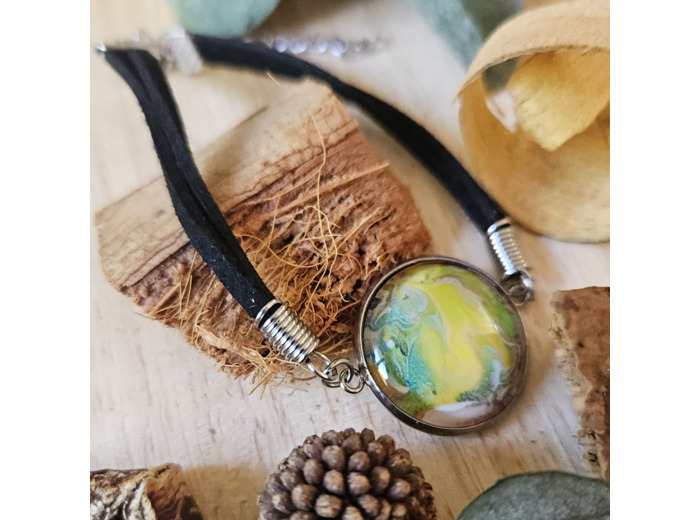 Bracelet en cordon avec pendentif et base ronde (20 mm) en acier inoxydable