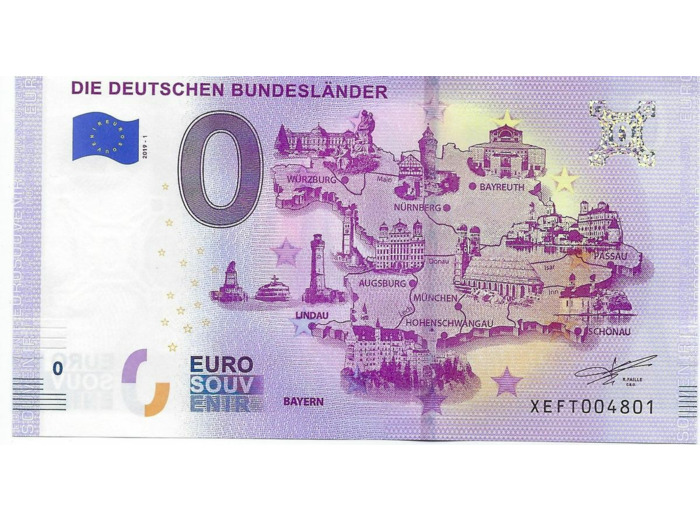 ALLEMAGNE 2019-1 BUNDESLANDER BILLET SOUVENIR 0 EURO TOURISTIQUE  NEUF