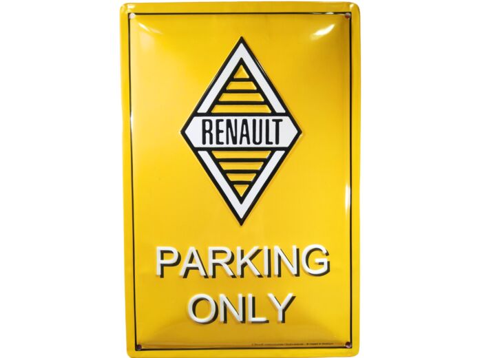 Plaque métal logo Renault, Parking Only - 30 x 40 cm