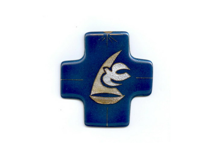Croix VOILIER AU ST ESPRIT 7,7x8cm - EMAUX DU LIBAN