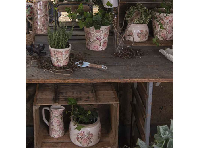 Pot de fleurs Flowers rose céramique 20x20x15cm