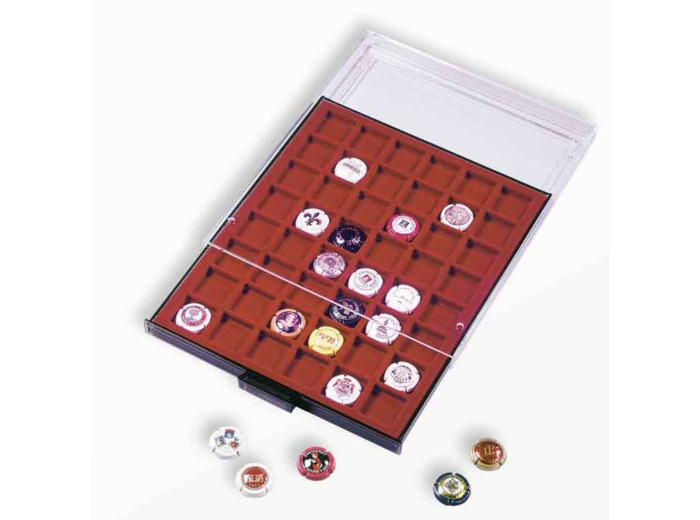 BOX MONNAIE 48 Cases carres 30 mm Rouge Fonce 322045