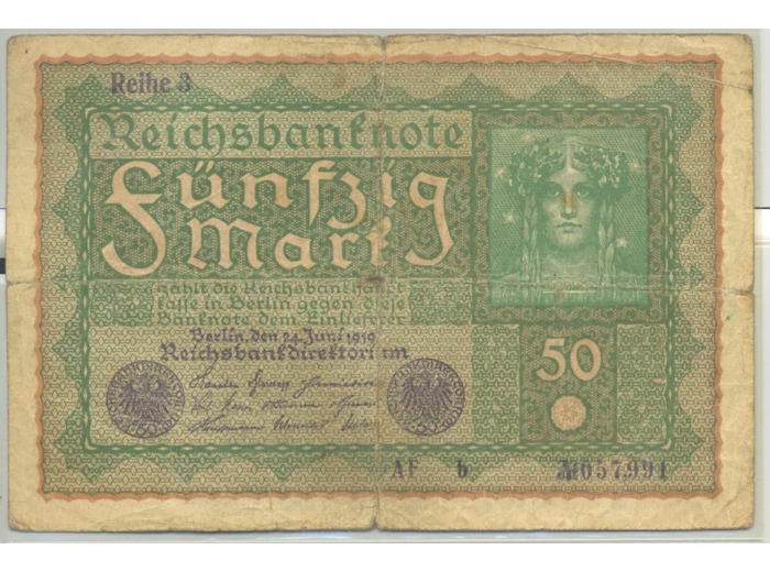 ALLEMAGNE 50 MARK 24-06-1919 SERIE AF B TB+