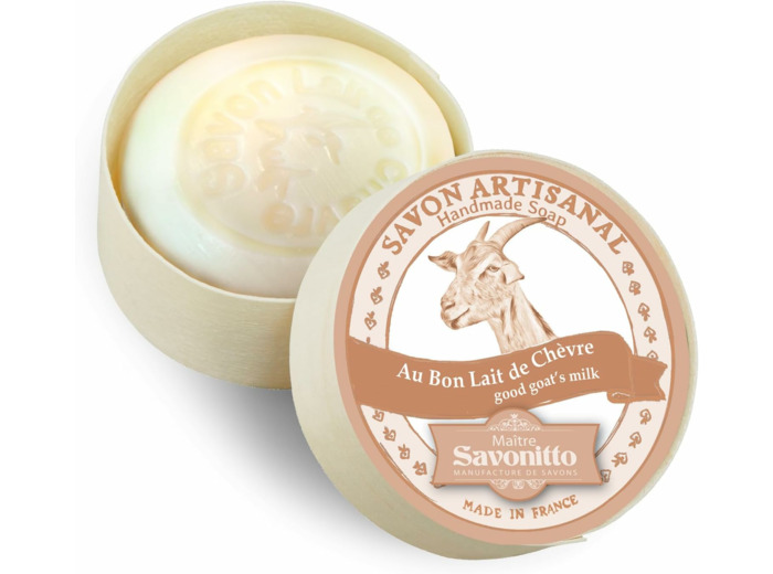 Maitre Savonitto Savon au lait de chèvre boite en bois 100g