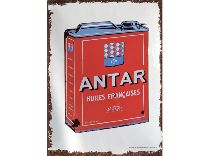 Plaque Métal Bombée Antar Huiles Françaises - 30x40 cm - 7002RA