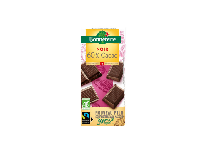 Chocolat Noir Bio 60% Cacao-100g-Bonneterre