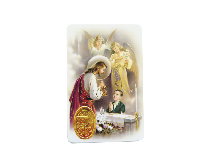 Carte Plastifiée + Poinçon + Prière 55x85cm - COMMUNION GARCON