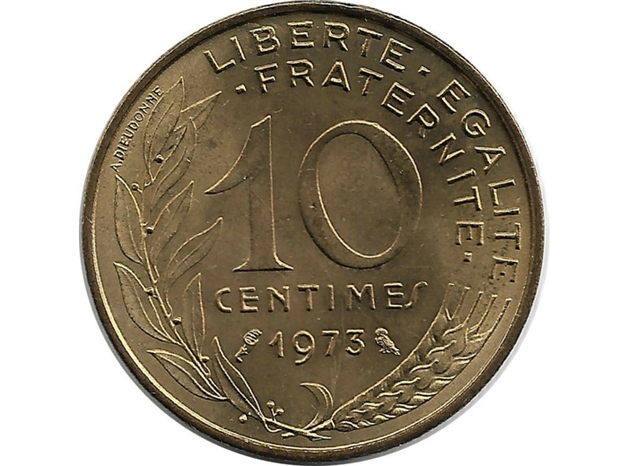 FRANCE 10 CENTIMES LAGRIFFOUL 1973 SUP/NC