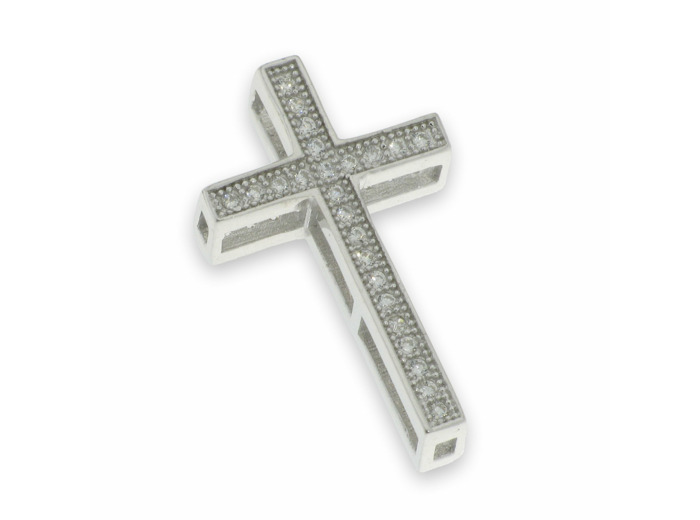 Croix pendentif en Argent 925 et Zirconiums- 2,3x1,3cm