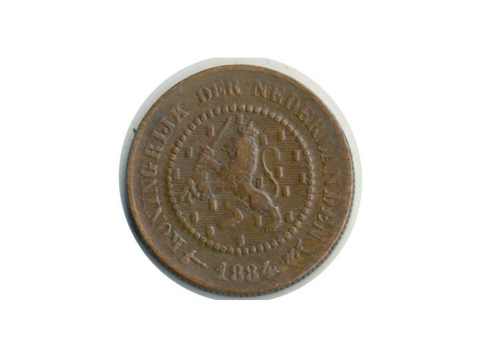 PAYS-BAS 1/2 CENT 1884 WILLIAM III TTB (W109.1)