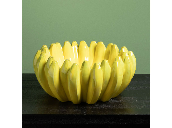 Corbeille à fruit banane jaune céramique 13x30cm