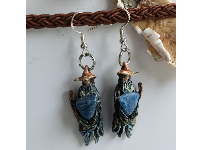 Boucles d'oreilles "Cueilleurs" pierre naturelle Apatite