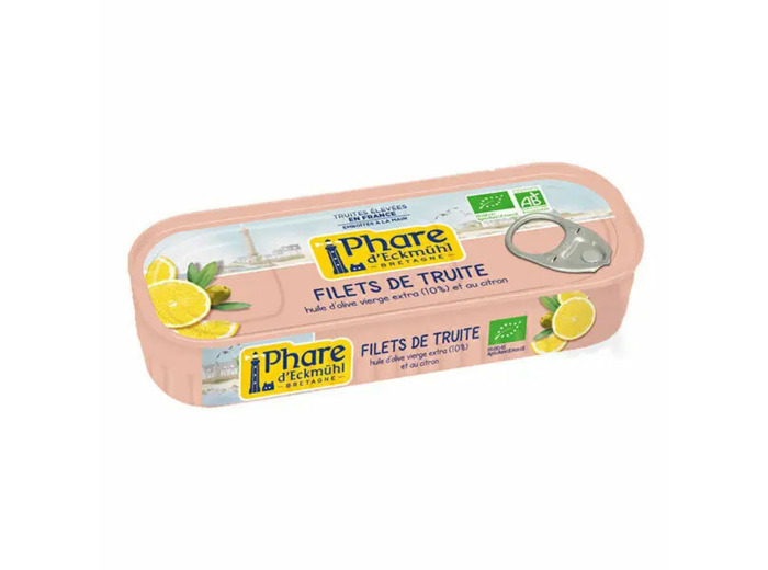 Filets de Truite Bio huile d'Olive et Citron-130g-Phare d'Eckmühl