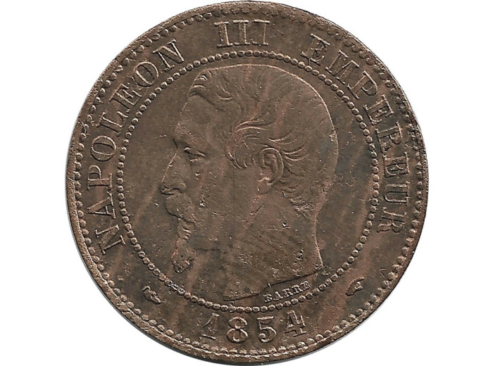 FRANCE 2 CENTIMES NAPOLEON III 1854 A - Etat TTB+