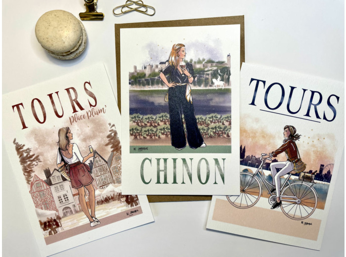 Lot de 3 cartes postales tourangelles