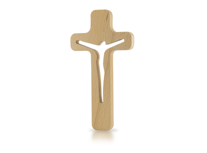Crucifix en BOIS contemporaine 20x11cm- CHRIST AJOURÉ