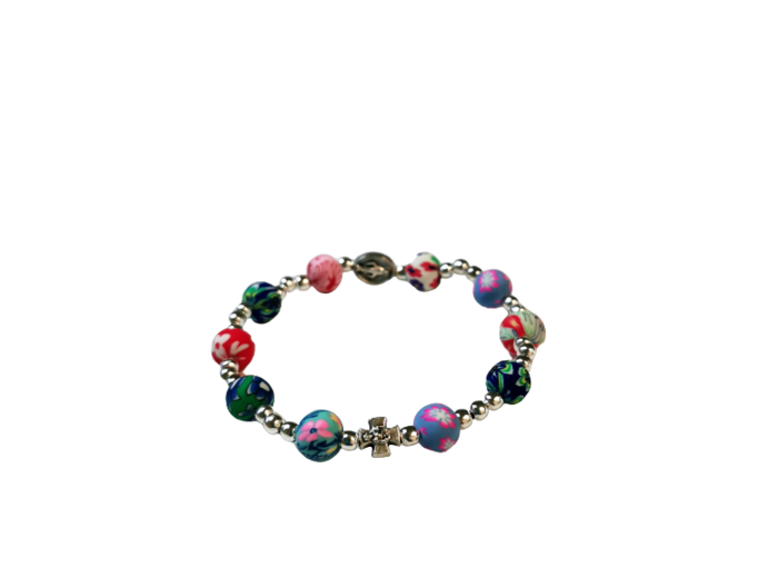Bracelet élastique MULTICOLORE FIMO grain 8mm