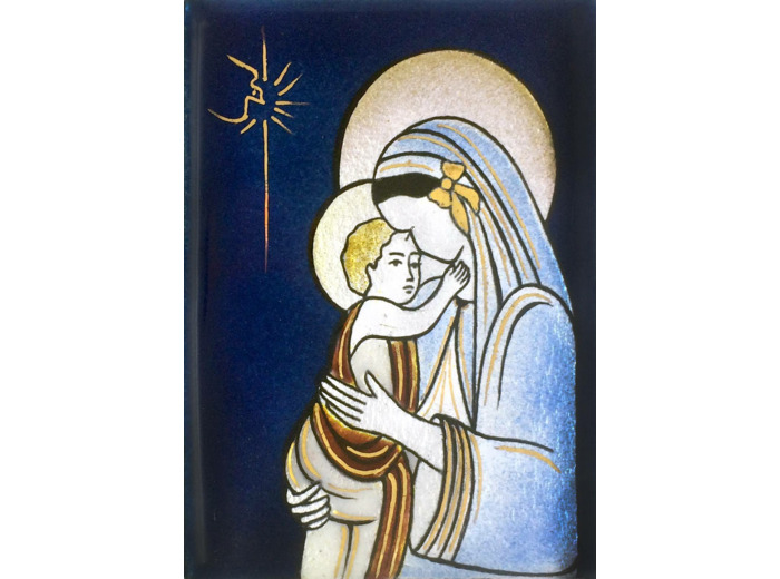 Vierge à la boucle et croix 9,6X6,8cm - EMAUX DU LIBAN