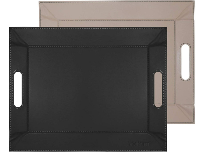 Plateau bicolore réversible - Taupe et Noir - 45 x 35