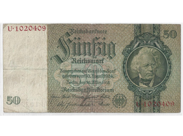 ALLEMAGNE  50 REICHMARK  LETTRE Z  30/03/1933 TTB