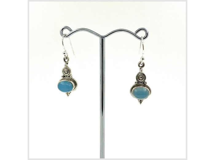 Boucles d'oreilles Calcédoine et Argent Massif