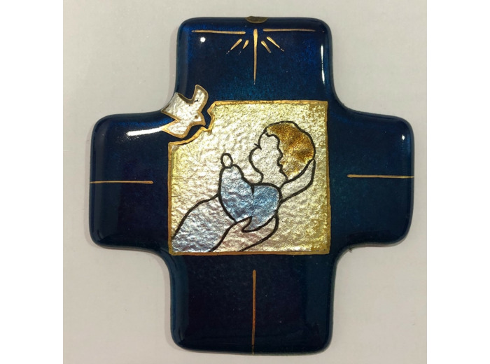 Croix BAPTEME 7,7x8cm - EMAUX DU LIBAN