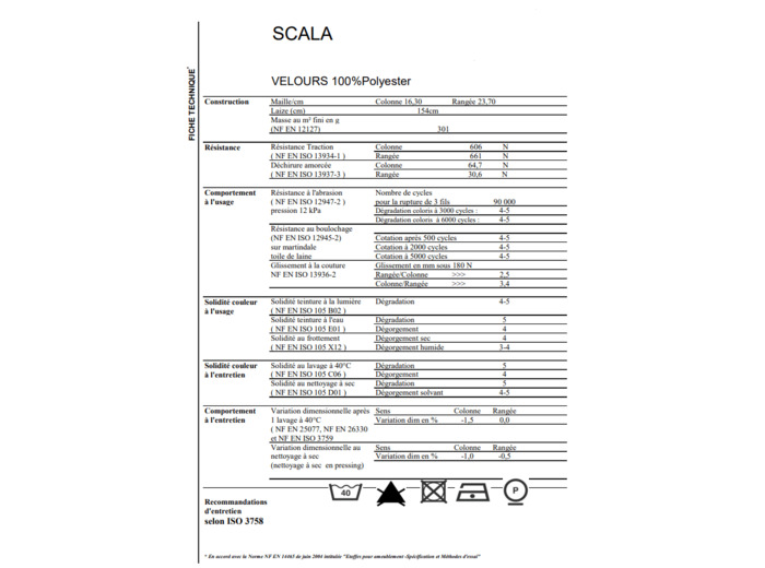 Velours uni Scala NOIR col 10 laize 150cm 90000t