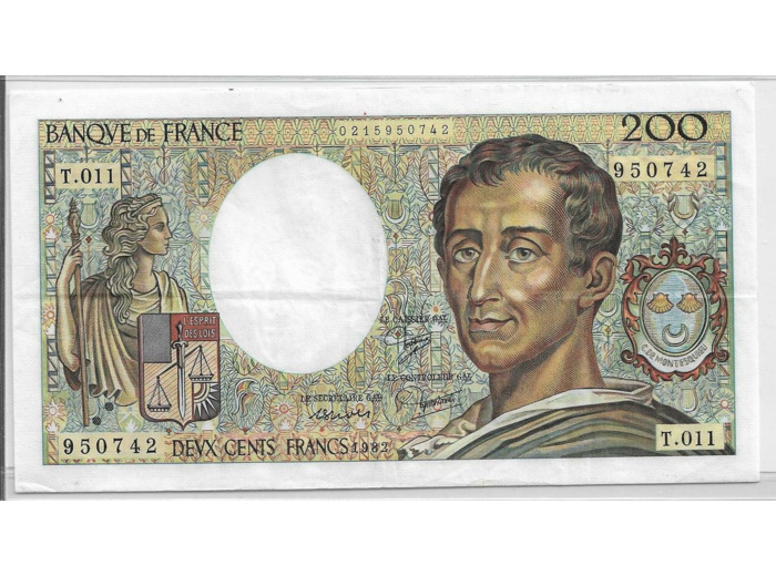 FRANCE 200 Francs MONTESQUIEU 1982 T.011 TTB+