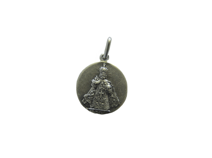 Médaille 18mm en Métal Argenté - ENFANT JESUS PRAGUE