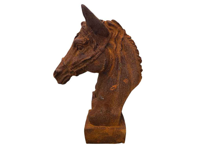 Tête de cheval fonte rouille 41x30x13cm