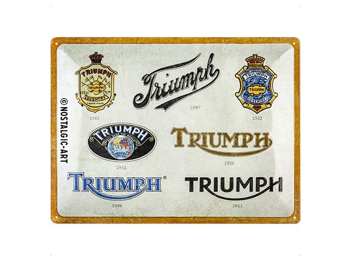 Plaque Métal - TRIUMPH Logo Evolution - 30 x 40cm - Nostalgic Art.