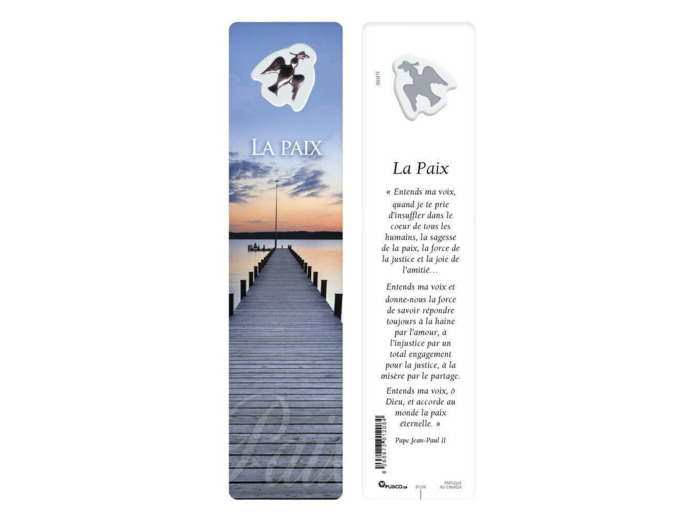 Signet plastifié avec médaille sous sachet- LA PAIX