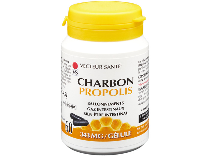 Charbon activ propolis-60 gélules-Vecteur santé
