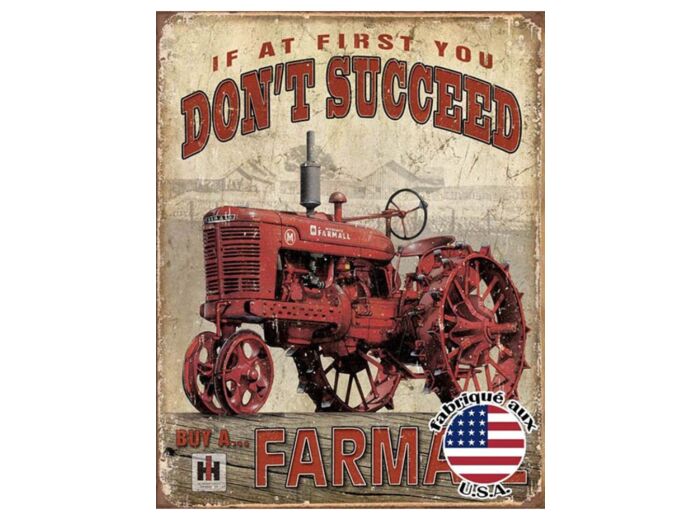 Plaque métal - Farmall If At First You Don't Succeed - 31.5 x 40 cm. Desperate