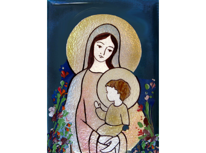 Vierge du Bon Secours 9,6X6,8cm - EMAUX DU LIBAN