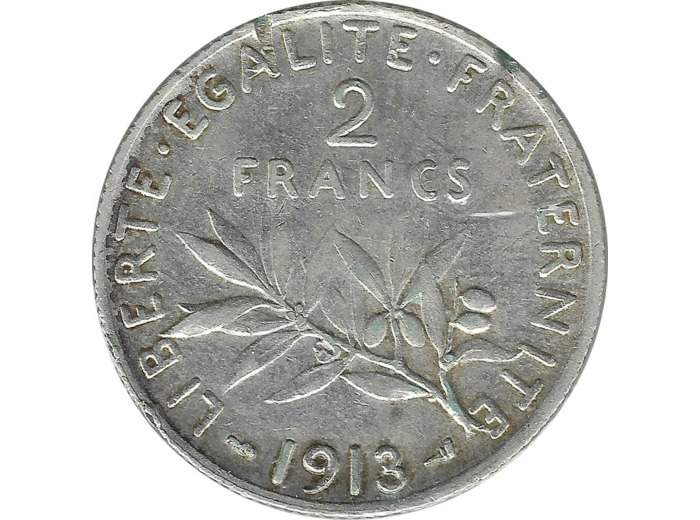 FRANCE 2 FRANCS SEMEUSE 1913 TTB+ coups