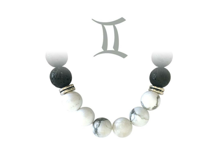 Bracelet zodiacal Howlite-pierre du Gémeaux