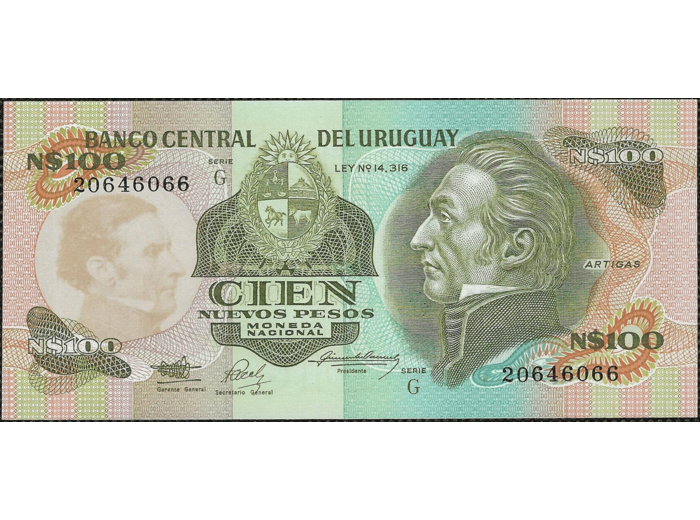 URUGUAY 100 NOUVEAUX PESOS non daté (1989) SERIE G NEUF W62a