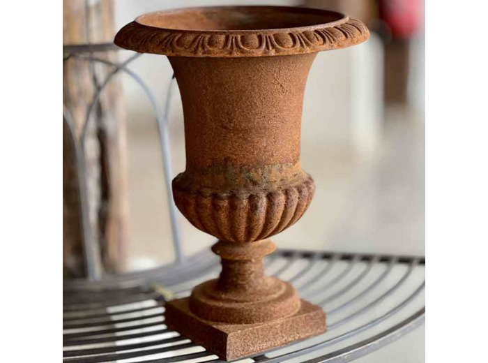 Petit vase Médicis fonte rouille 34x34x43cm