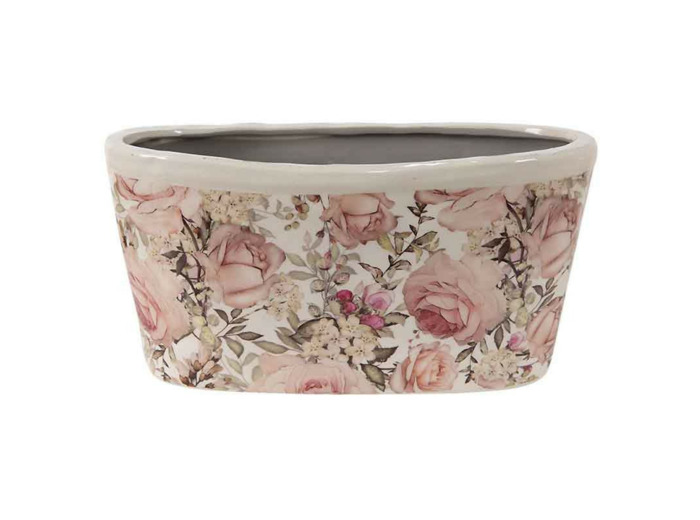 Pot de fleurs rose céramique 27x13x14cm